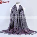 100% Cotton Jacquard Fancy Quality Women Ethnic Shawl Scarf Muslim Preyer Hijab Dress Wraps thumbnail-5
