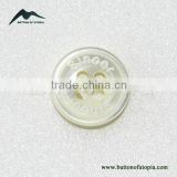 4 Holes 18L High Class Trocas Shell Shirt Buttons with Logo Engraved on in Off-white Color
