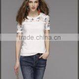 Round Collar Printing Bud Silk Gauze Shirt With Short Sleeves thumbnail-4