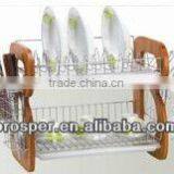Kitchen Metal Dish Rack With Sides Wood thumbnail-1