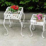 Antique White Set /2 Metal Flower Pots Wholesale thumbnail-1