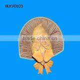 Cute Yellow Ceramic Chick in a Bonnet Wholesale Bisque thumbnail-1