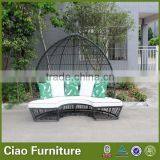Outdoor Wicker Furniture Leisure Outdoor Sun Bed With Canopy thumbnail-3