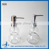 Portable Calabash Shape Clear Glass Soap Dispenser Bottle With Plastic Pump Lid thumbnail-1