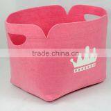 Household Pink Felt Durable Clothes Storage Basket(Medium) thumbnail-1