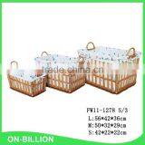 Home Storage Nested Wicker Knitting Baskets With 2 Side Handles thumbnail-1