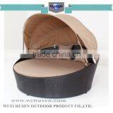 pe rattan outdoor furniture sunbed round appearance with canopy