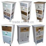 Mediterranean Style Distressed White Wooden Coffee Table With Drawers thumbnail-5