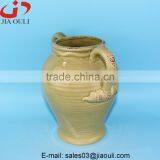 Antique Design Large Grey/Green Ceramic Garden Flower Vase With Handle thumbnail-4