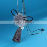 Autumn Winter Mink Hair Ball Pendant Necklace Velvet Tassel Long Necklace Long Sweater Necklace thumbnail-4