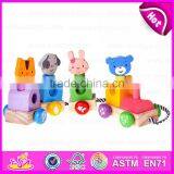 Pull Back Wooden Toy Four Animals Assorted,Wooden Pull Toys Interactive Cartoon Animal Pet Toy W05B112 thumbnail-5