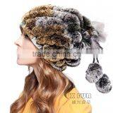 CX-C-68B New Products Wholesale Lady Winter Hat Rex Rabbit Knitted Hat / Snood thumbnail-4