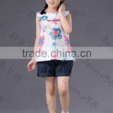 Sleeveless girls shirt colorful fashionable top printing designs in stock