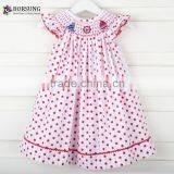 Child Fancy Wears Summer Sleeveless Children Frocks Designs Baby Girl Red Polka Dots Smocked Dress for Kids Clothing thumbnail-1