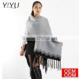 2017 Autumn New Women's Elegant Socialite Cashmere Tassel Cardigan Sweaters Batwing Sleeves Scarf Cape Outwear Good Quality thumbnail-4