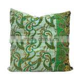 Vintage Kantha Cushion Cover Green thumbnail-3