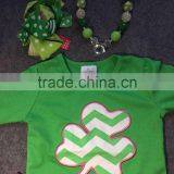 2016 New St.Martin's Day Theme Outfit Girls Spring Suit Green/hot Pink Shirt Dot Pants With Matching Accessories thumbnail-2