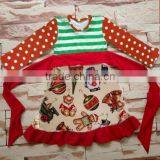 Wholesale Children's Boutique Outfit Baby Girls' Christma New Design Green Stripe Clothes thumbnail-1