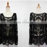 Summer Gouhua Openwork Lace Blouse Lace Openwork Short Blouse Female Temperament Lace Blouse thumbnail-2