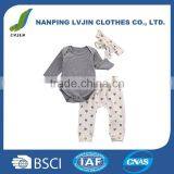 Baby Girls Cute Outfits Bodysuits With Sweetheart Leggings Headband Toddler Clothes thumbnail-1