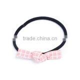 Fabric Hair Ties Bowknot Pink Grid Checker thumbnail-1