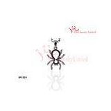 Round-Cut Black White Cubic  Diamond  925 Sterling Silver Spider Animal Necklace