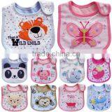Cheap 200 Designs for Choice 100%cotton 3 Layers Waterproof Embroidered Baby Bibs thumbnail-3