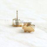 Teeny Tiny Gold Bunny Stud Earrings Easter Rabbit Stud Earrings Simple Modern Jewelry thumbnail-2