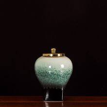 Modern Creative Chinese Jingdezhen Green Storage Jar Ceramic Vase With Lid For Indoor thumbnail-3