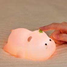 EGOGO New Nursery Silicone Squishy Lamp Night Light Hippo Nightlight Baby Kids Children Small Animal LED Night Light thumbnail-1