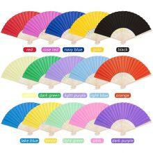 Multi-color Vintage Bamboo Paper Folding Hand Fan With Custom Logo for Wedding Promotions thumbnail-1