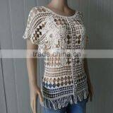 Summer Tops Hot Cotton Embroidery Lace Fabric Vest for Women T-shirt thumbnail-2