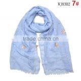 2015 Autumn Winter Newest Small Flower Applique Pearl Beads Fixed Soft Cotton Baby Girl Scarf thumbnail-2
