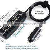 Amaxtek Handheld Design 5 Port USB Car Charger With Cable & Individual Switch & LED Light thumbnail-5