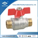 M/M brass forged nickel plated ball valve with butterfly handle