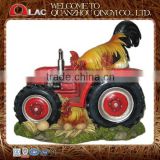 resin two roosters on a tractor garden decoration gift