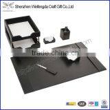 Exquisite Black 6 Pieces Office Desk Leather Stationary Set