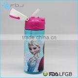 Cartoon Style Plastic Drinking Children Water Bottle With Flexible Straw / thumbnail-1