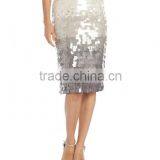 Shale Dip Dye Silk Paillette Slim Skirt thumbnail-1