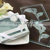 Calla Lilies Frosted-Glass Coasters in Floral-Inspired Gift Box thumbnail-1
