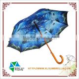 Double-layer with inner paper printing promotion stick umbrella