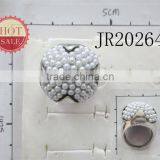 2014 Antique SIlver Alloy Chassis Pearl Beaded Ring