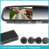 GERMID 4.3 inch rear view mirror monitor with parking sensors and auto brightness LCD rear view camera