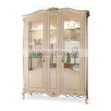 3 Doors Elegant White Living Room Glass Display Cabinet thumbnail-1