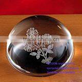Dome Crystal Paperweight With Flower Pattern thumbnail-1