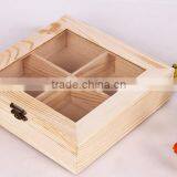 Recycled Wooden Tea Storage Box With Clear Glass Lid thumbnail-4