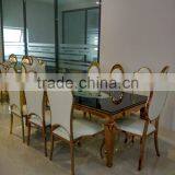 Hote Sale Rose Gold / Golden Stainless Steel Wedding Table With Mirror Glass thumbnail-2