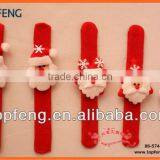 Plush Christmas Slap Bracelet Bangle Santa Claus Snowman Deer Elk Bear Xmas Pat Circle Hand Ring Pops Watch Ribbon thumbnail-1