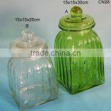 Colorful Square Pasta Glass Conserve Jar With Design