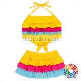 Toddler Girls Summer Beachwear Swimsuit Ruffle Tie Back Bikini Swimwear thumbnail-1